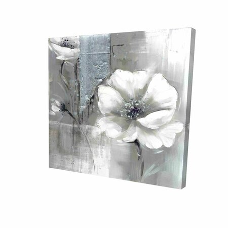 BEGIN HOME DECOR 12 x 12 in. Monochrome & Silver Flowers-Print on Canvas 2080-1212-FL37